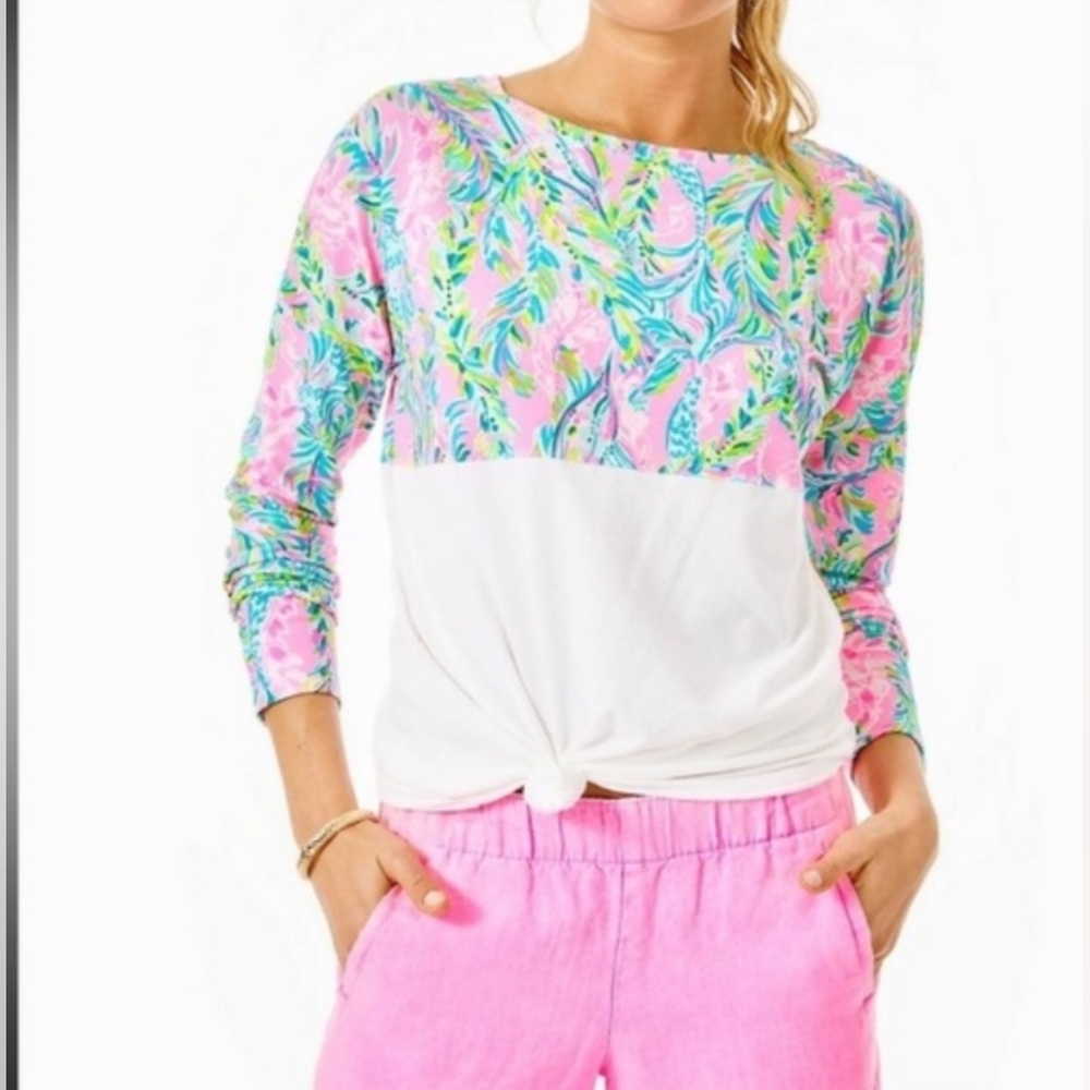 Lilly Pulitzer Finn Long Sleeve Casual Top Women’s SZ M in Unicorn of the Sea